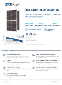 JUSTSOLAR  Topcon Bifacial Mono Module Solar Panel JST-EBMH-(560-585)W-TD插图