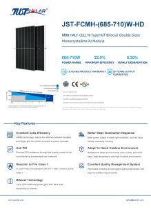JUSTSOLAR HJT Bifacial Mono Module Solar Panel JST-FCMH-(685-710)W-HD插图