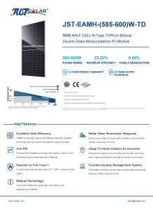 JUSTSOLAR  Topcon Bifacial Mono Module Solar Panel JST-EAMH-(585-600)W-TD插图