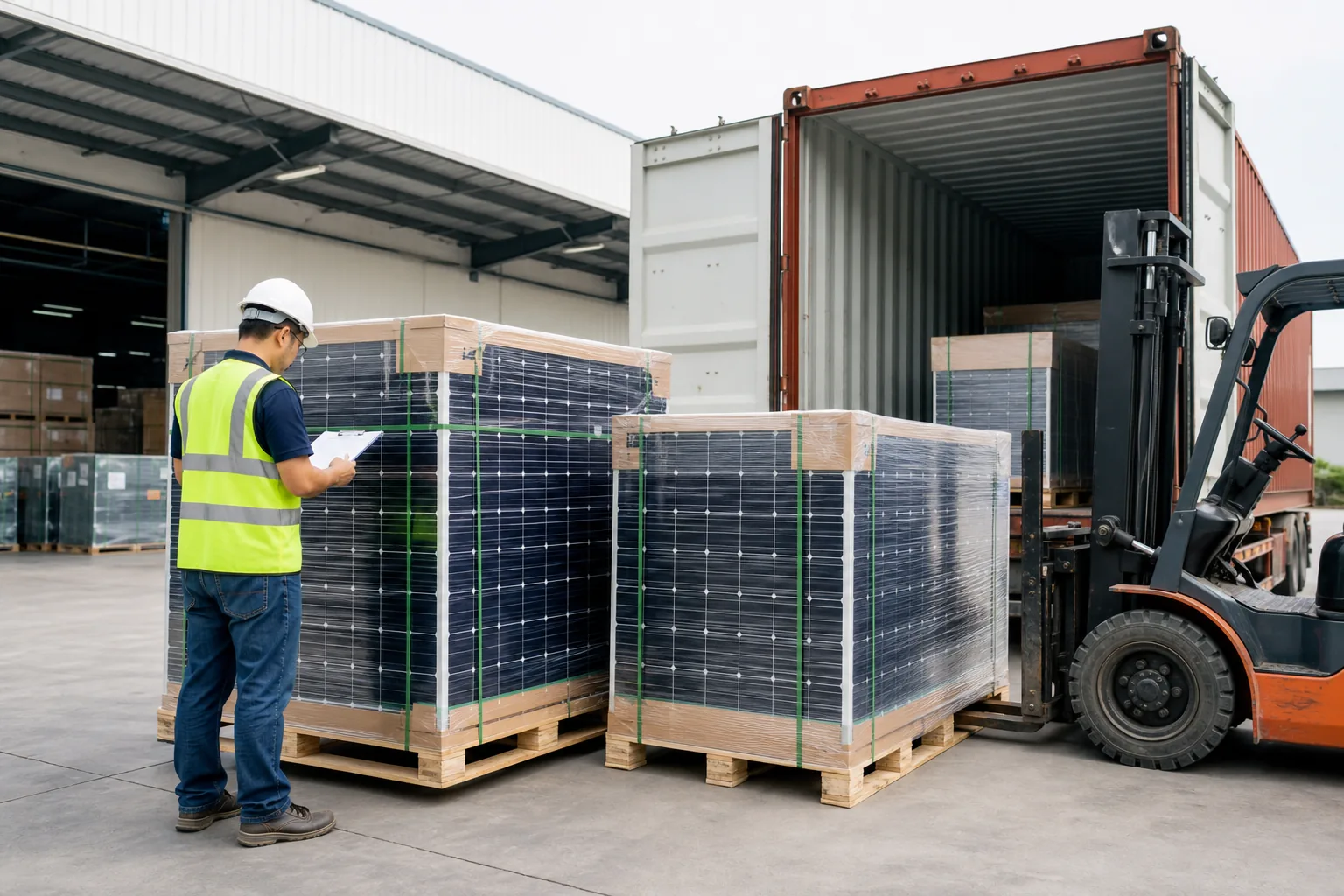 JUSTSOLAR packing and container logistics